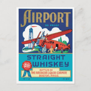 Airport Rak Whiskey Boston Massachusetts Coola Vykort