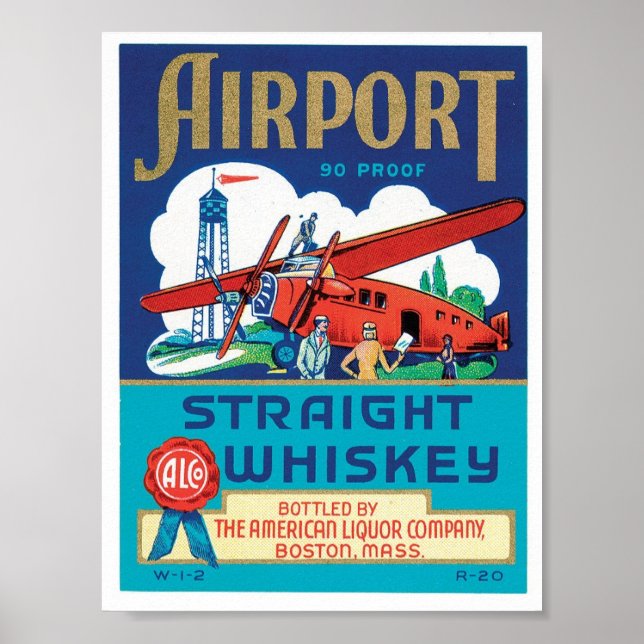 Airport Rakare Whiskey Boston Massachusetts Poster (Framsidan)