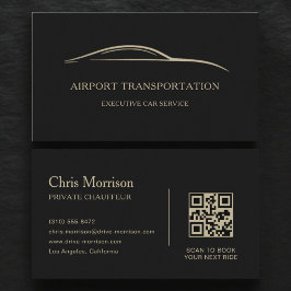 Airport Transportation QR Code Black & Gold Visitkort