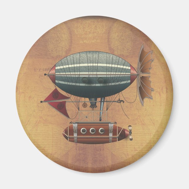 Airship Aleutian Steampunk som flyger Maskin Magnet (Framsidan)