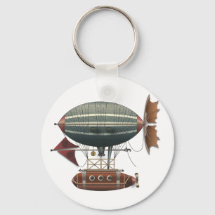 Airship Aleutian Steampunk som flyger Maskin Nyckelring