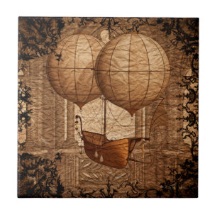 Airship för GrungeSteampunk Victorian Kakelplatta