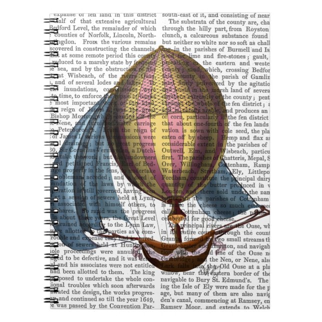 AirShip med blå segel Anteckningsbok Med Spiral (Framsidan)