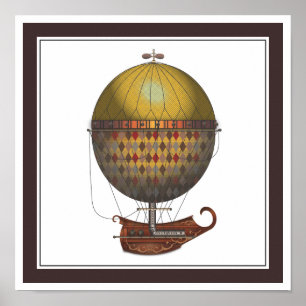 Airship Nautisme Steampunk som flyger Maskin Poster
