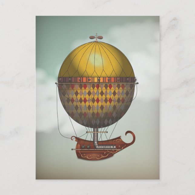 Airship Nautisme Steampunk som flyger Maskin Vykort (Framsida)