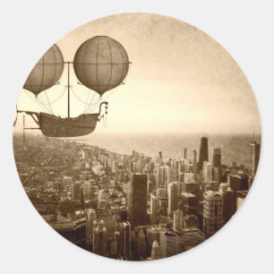 Airship Over Chicago Runt Klistermärke