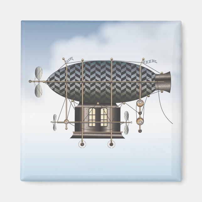 Airship Petite Noir Steampunk som flyger Maskin Magnet (Framsidan)