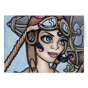 Airship pilot- Steamface Hälsningskort
