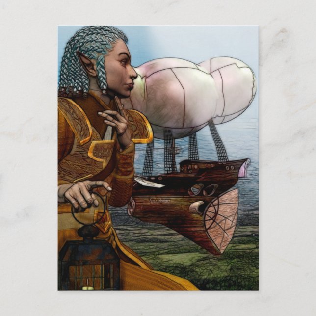Airship Steampunk Vykort (Framsida)