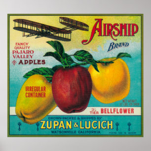 AirshipApple låda LabelWatsonville, CA Poster