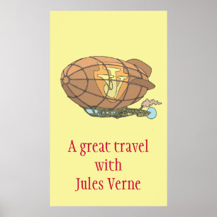 Airshipen "steampunk" Jules Verne Poster