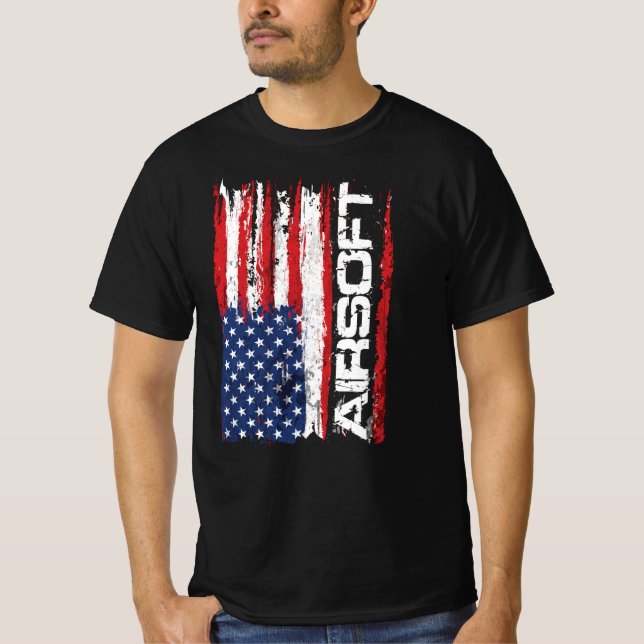 Airsoft Grunge USA Flag  T Shirt (Framsida)