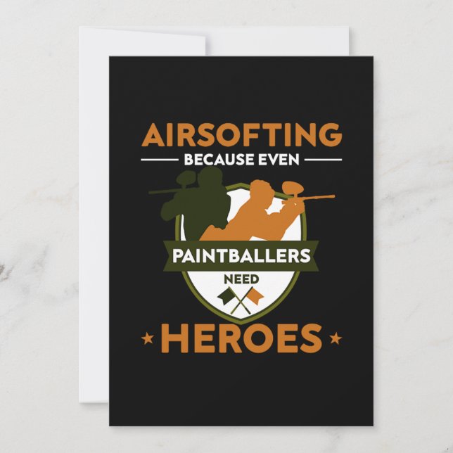 Airsoiting Paintball Player Paintball Marker Gift Inbjudningar (Framsida)