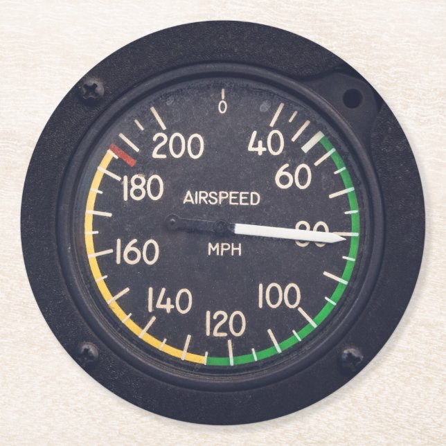 Airspeed Gauge Underlägg Papper Rund (Framsidan)