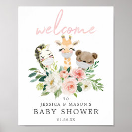 Airy  Animals Baby Shower Välkomstskylt Poster