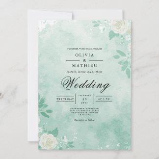 Airy Aqua Blommigt Dream Bröllop Inbjudningar
