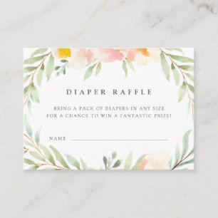 Airy Blommigt Baby Shower Diaper Raffle Biljett Ca Tilläggskort