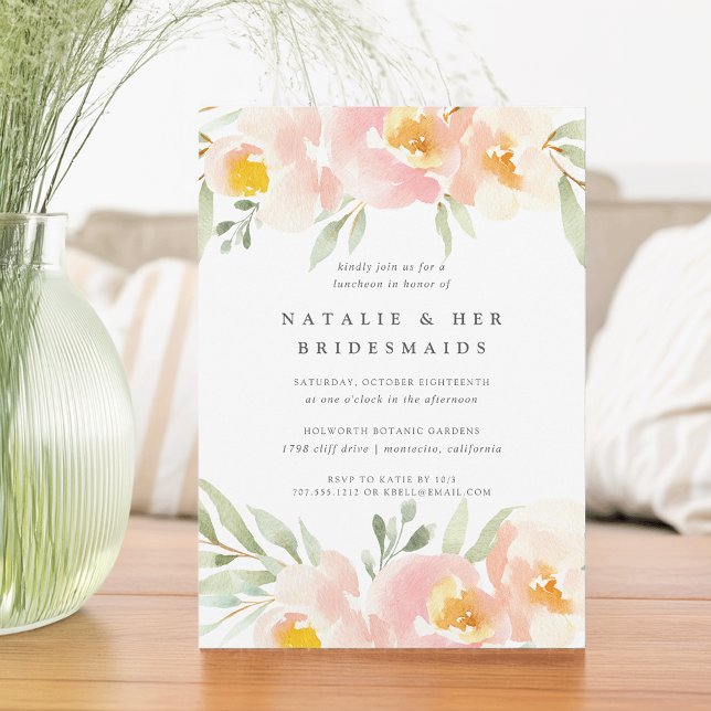 Airy Blommigt Bridesmaids Luncheon-inbjudan Inbjudningar (Skapare uppladdad)