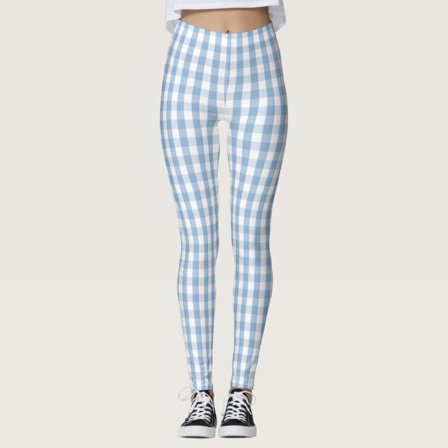Airy Blue Gingham Check Leggings (Framsida)