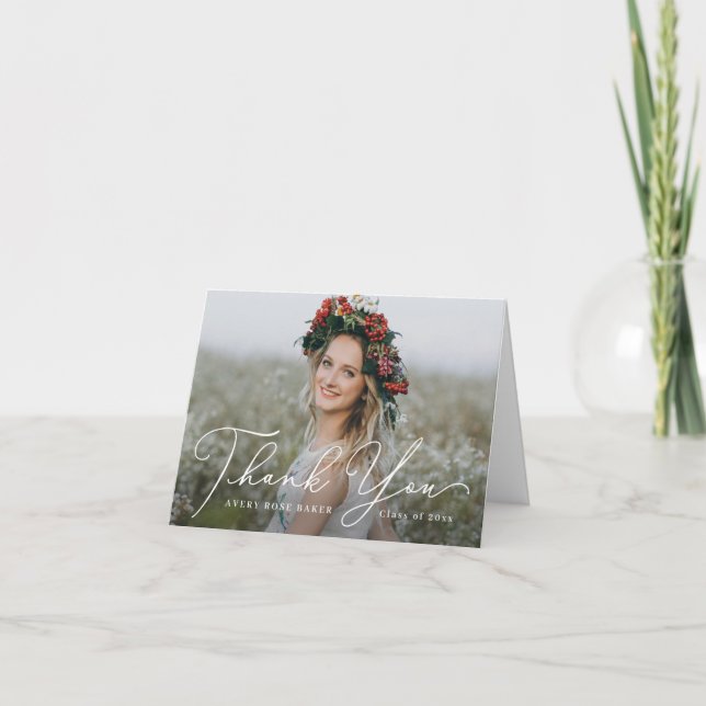 Airy Elegance EDITABLE FÄRG Studenten Tack Kort (Framsida)