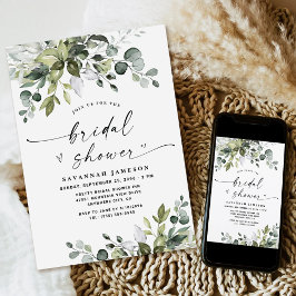 Airy Eucalyptus Greenery Boho Rustic Möhippa Inbjudningar