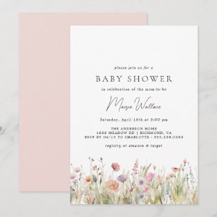 Airy Garden Mjuk Rosa Vår Baby Shower Inbjudningar