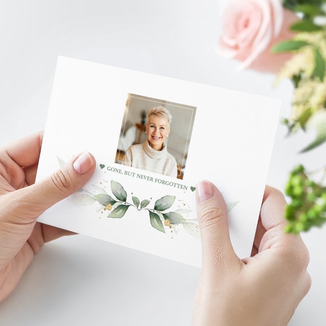 Airy Greenery Eucalyptus Firande i Life Tack Kort (celebration of life thank you, greenery photo thank you card, in loving memory thank you card)