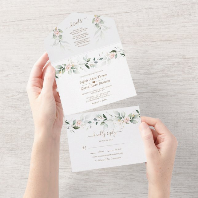 Airy Greenery Guld Rosa  blommor Bröllop (Tearaway)