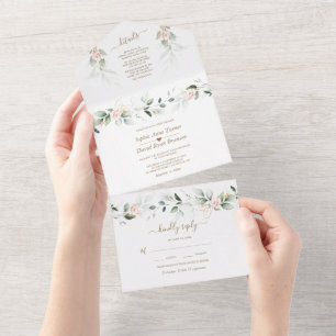 Airy Greenery Guld Rosa blommor Bröllop