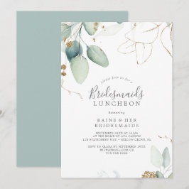 Airy Greenery och Guld Löv Bridesmaids Luncheon Inbjudningar