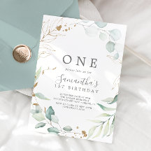 Airy Greenery och Guld Löv Första Födelsedagsfeste