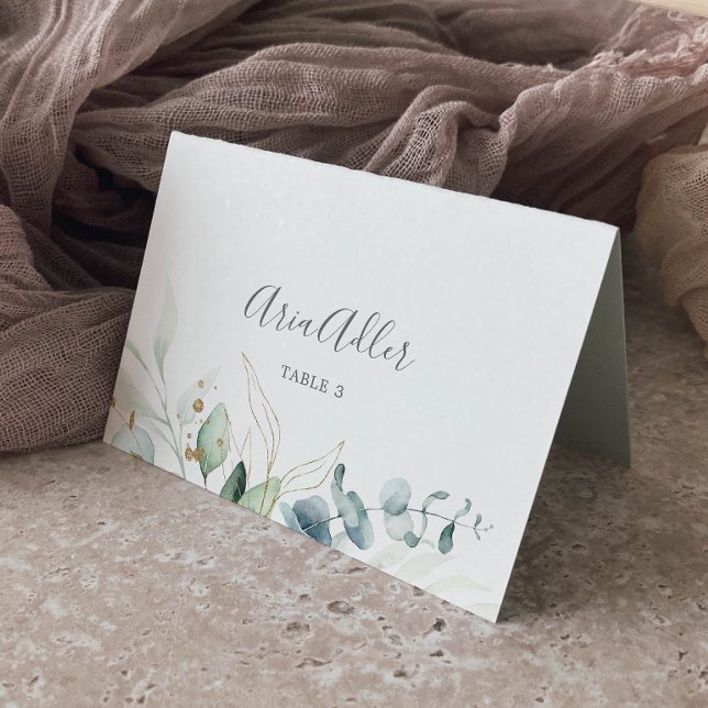 Airy Greenery Printable Bröllop Place Card Inbjudningar (Skapare uppladdad)