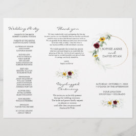 Airy Greenery Sunwers Burgundy Fall Wedding Reklamblad