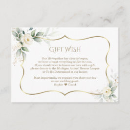 Airy Greenery Vit ros Guld Bröllop Gift Wish Tilläggskort