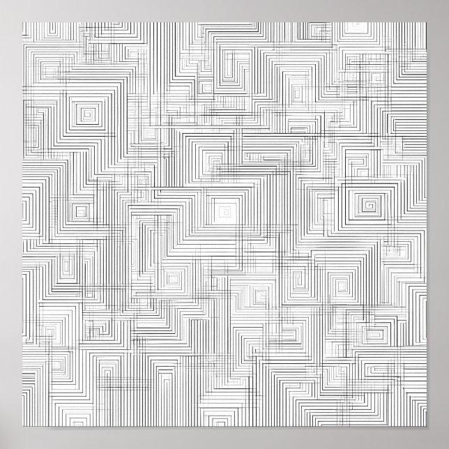 Airy Layered Labyrinth Decoupage Template Line Art Poster (Framsidan)