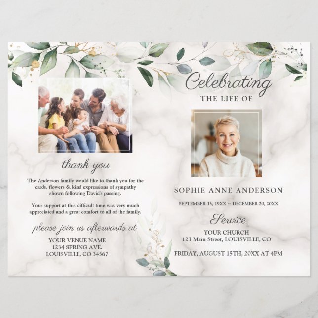 Airy Löv Memorial Funeral Service Photo Program (Framsida)