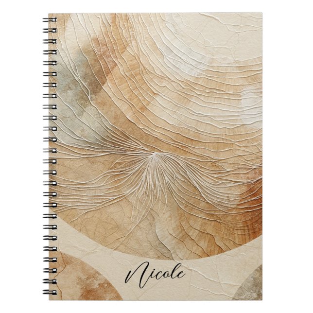 Airy Neutralt Natural Inslag Bohemian Boho Anteckningsbok (Framsidan)