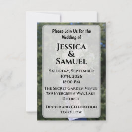 Airy Outdoor Wedding Invitation with White Roses Inbjudningar