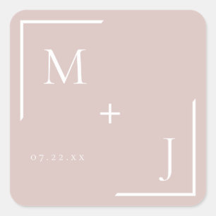 Airy Pastel Dusty  monogram-etikett Fyrkantigt Klistermärke