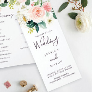 Airy Tri-Fold-Bröllopsprogram Reklamblad