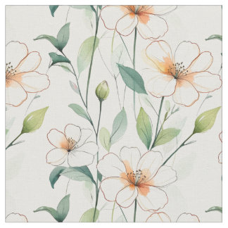 Airy White Flowers Greenery Pattern Blossom Floral Tyg