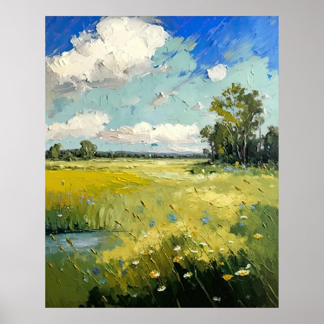 Airy Wildblommor Meadow Fine Art Poster (Framsidan)