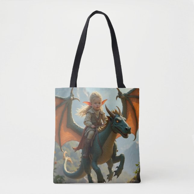 Aisling Riding Her Dragon Tote Bag Tygkasse (Framsida)
