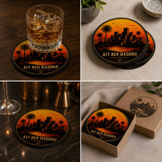 Ait Ben Haddou Marocko Solnedgång Coaster Mockup | Underlägg Papper Rund