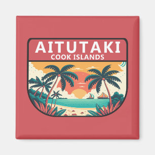 Aitutaki Cooköarna Retro Emblem Magnet