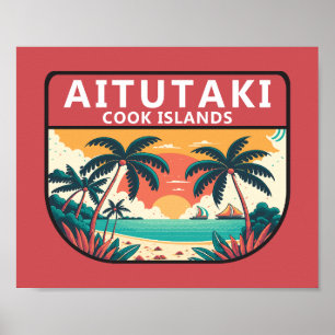 Aitutaki Cooköarna Retro Emblem Poster