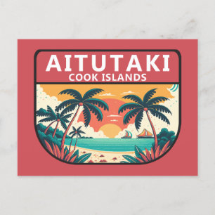 Aitutaki Cooköarna Retro Emblem Vykort