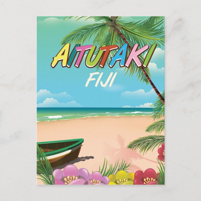 Aitutaki Luft-reseaffisch Vykort (Framsida)