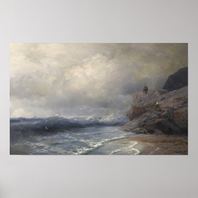 Aivazovsky - Ett fartyg i fara 1894 Poster (Framsidan)