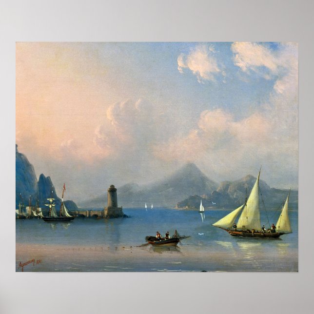 Aivazovsky - Havsstranden med fyr Poster (Framsidan)